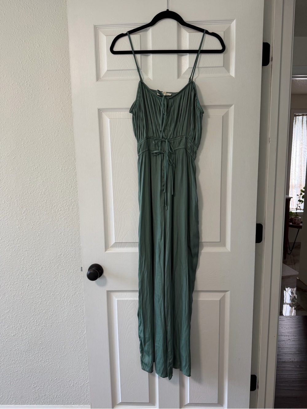 Silky Sleeveless Green Jumpsuit